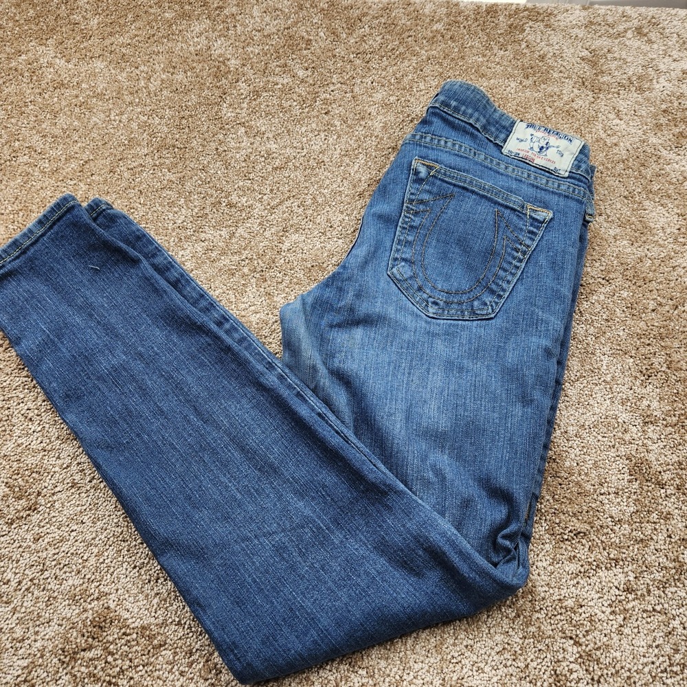 True‎ Religion Women's 29x29 Stretch Blue Denim Dark Wash Jeans